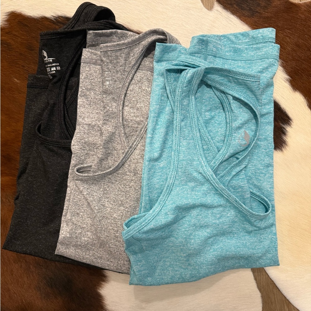 3 pack Black, Gray, and Blue Tank Tops